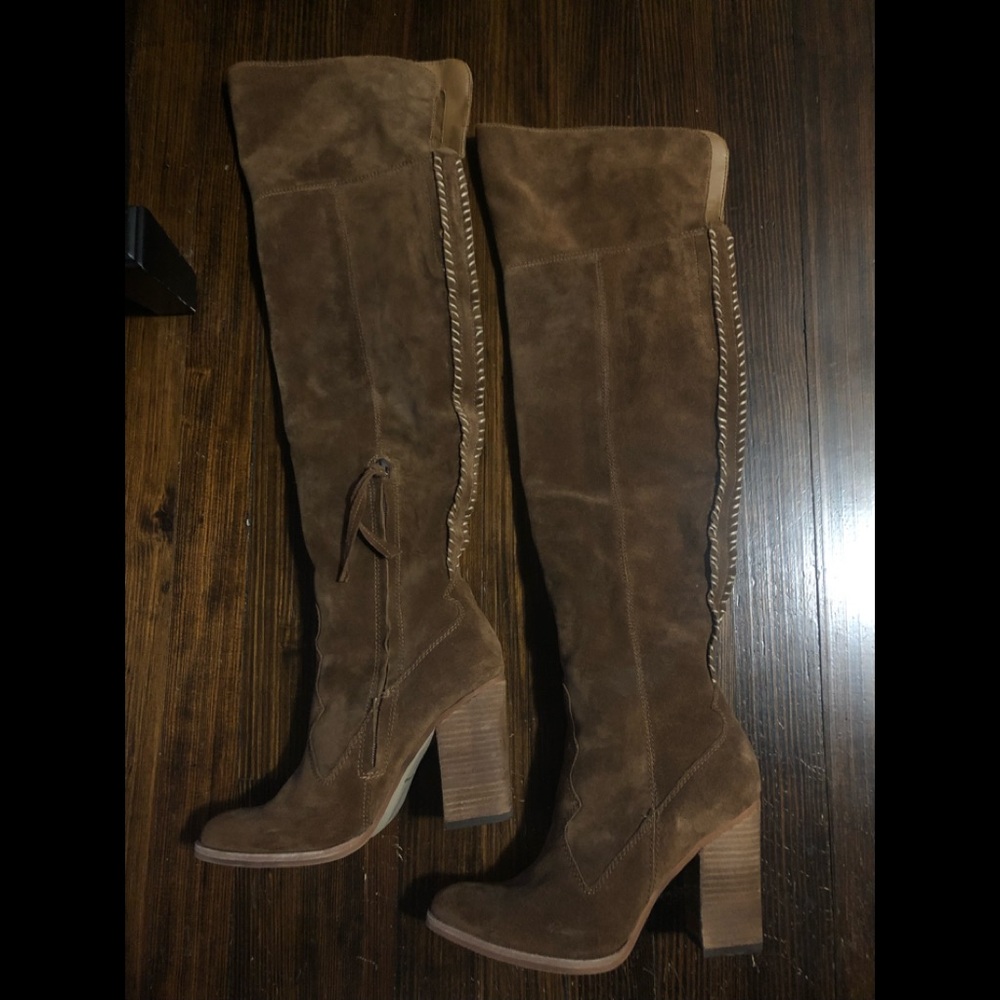 Dolce Vita suede over the knee brown heeled boots - Picture 4 of 12